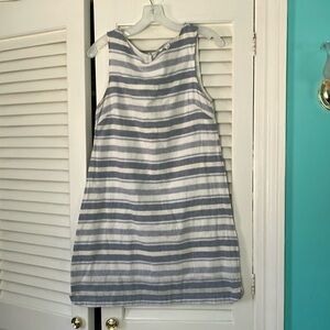 Beach Lunch Lounge Linen Blend Tank Striped Shift Dress Women's Size Small